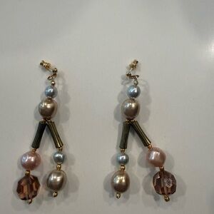 Elegant Pearl and Bead Drop Earrings